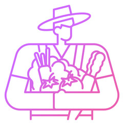 Farmer holding vegetables icon