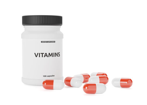 vitamins isolated on white background