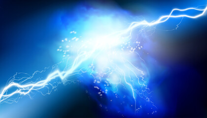 Heat lighting. Big explosion. Electrical energy. Light effects. Vector illustration. - 440240900