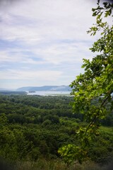 View from the hill to the mountains and the river