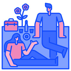 Couple picnicking in the garden icon