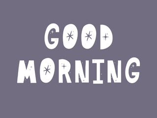 good morning, hand lettering text, handmade calligraphy, vector illustration