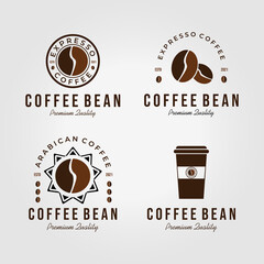 Emblem of Coffee Bean Logo Vintage Vector Design Illustration