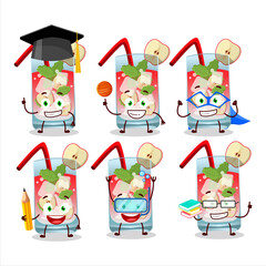 School student of apple mojito cartoon character with various expressions
