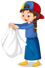 Girl taking off her coat cartoon character
