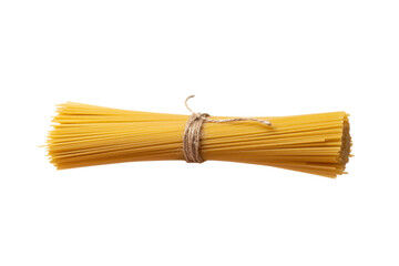 tied bunch heap of raw long spaghetti