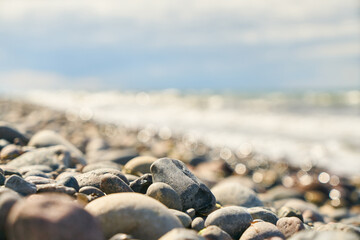 Pebbles and stones on the beach of the Baltic Sea