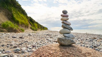 Stack of stones in balance as a zen meditation concept