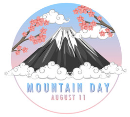 Mountain Day in Japan banner with Mount Fuji and Sakura