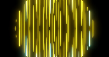 Render with yellow and green glowing lines in a black vignette