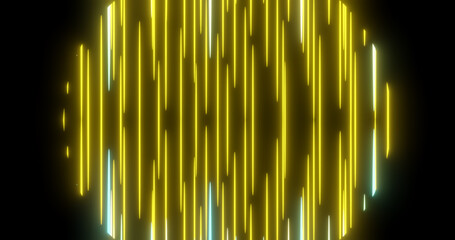 Render with yellow and green glowing lines in a black vignette