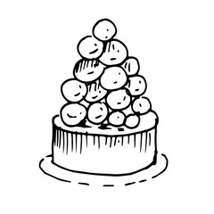 Pastries  cakes cupcakes vector graphics  engraving sketch. hand drawn picture sweet food menu cooking dough sweets. print textile logo background
