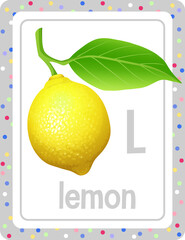 Alphabet flashcard with letter L for Lemon