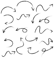 Set of hand drawn arrow doodles on white background