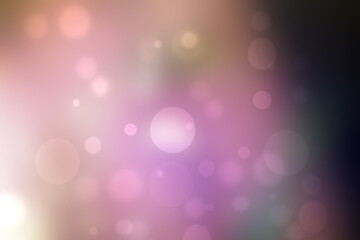 Abstract gradient dark purple pink background texture with blurred bokeh circles and lights. Space for design. Beautiful backdrop.