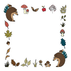 Hand drawn hedgehog for design baby clothes