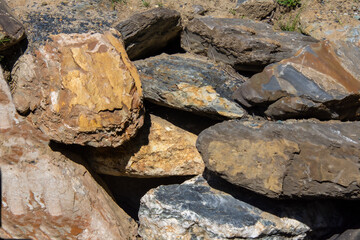 Big stone with different textures