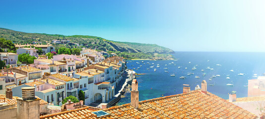 Cadaques on the Costa Brava. The famous tourist city of Spain. Nice view of the sea. City landscape.