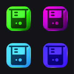 Beaker four color glass button icon