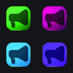 Amplification Tool Silhouette In Black four color glass button icon