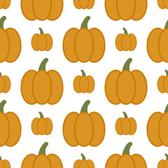 Pattern with cute different pumpkins. Vector illustration.