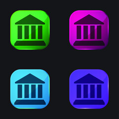 Bank Symbol four color glass button icon