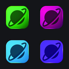 Asteroid four color glass button icon