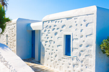 Closeup view of traditional house in Mykonos Island greece Cyclades - 440250743