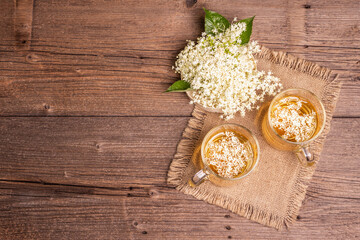 Elderberry flower tea. Refreshing summer drink, healthy lifestyle concept
