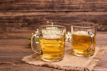 Elderberry flower tea. Refreshing summer drink, healthy lifestyle concept