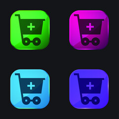 Add To Cart four color glass button icon
