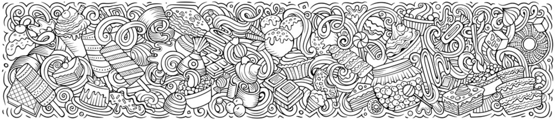 Sweets hand drawn cartoon doodles illustration.