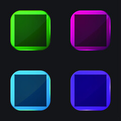 Black Square four color glass button icon