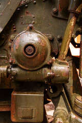 a fragment of the mechanism of old equipment, military weapons