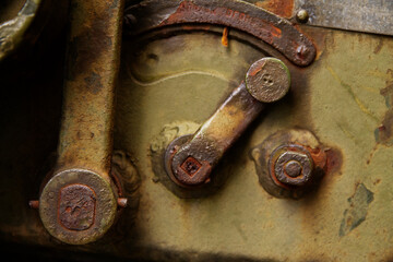 a fragment of the mechanism of old equipment, military weapons