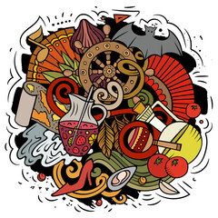 Spain hand drawn cartoon doodle illustration