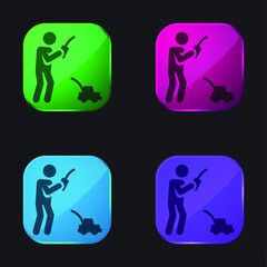 Boy four color glass button icon