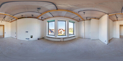 empty white room without repair and furniture. full spherical hdri panorama 360 degrees in interior...