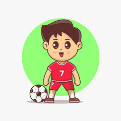 Cute football player kawaii vector illustration