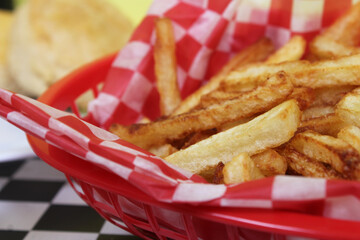 Hand Cut French Fried Potatoes in Retro Cafe