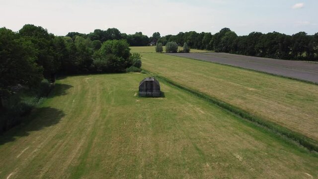 Landscape with bunkers, part of the Nieuwe Hollandse Waterlinie in Breukelen, Utrecht in The Netherlands