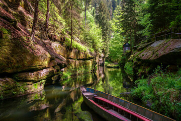 Wild gorge in the Bohemian Switzerland National Park.