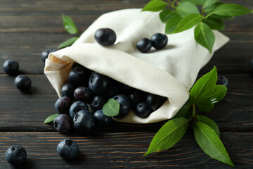 Fresh berry concept with blueberry on wooden table