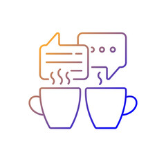 Socializing gradient linear vector icon. Friends meeting over coffee. Talking over hot cafe drinks. Thin line color symbols. Modern style pictogram. Vector isolated outline drawing