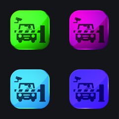 Barrier four color glass button icon