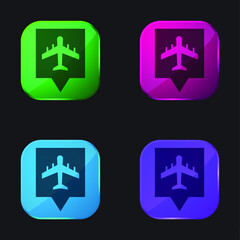 Obraz premium Airport Pin four color glass button icon