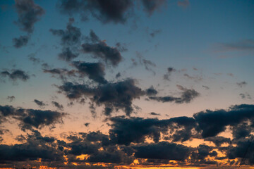 Beautiful dramatic sky with clouds after sunset