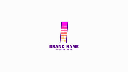 letter I halftone trendy bright color logo vector design element