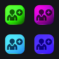 Add Friend four color glass button icon