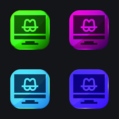 Anonymity four color glass button icon